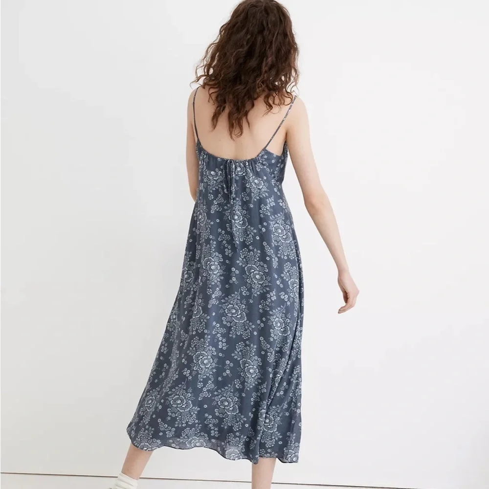 Madewell tie back button front midi dress archival floral
